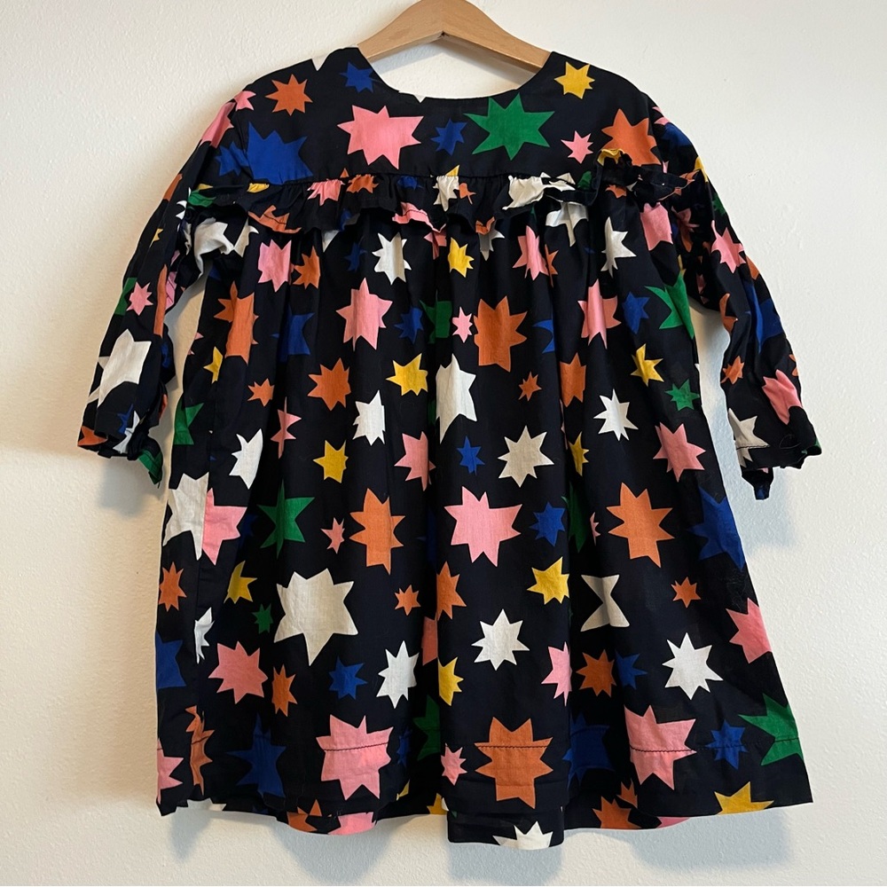 Stem Nordstrom 100% Cotton Black Rainbow Star Dress with Ruffles Girl’s Size 4